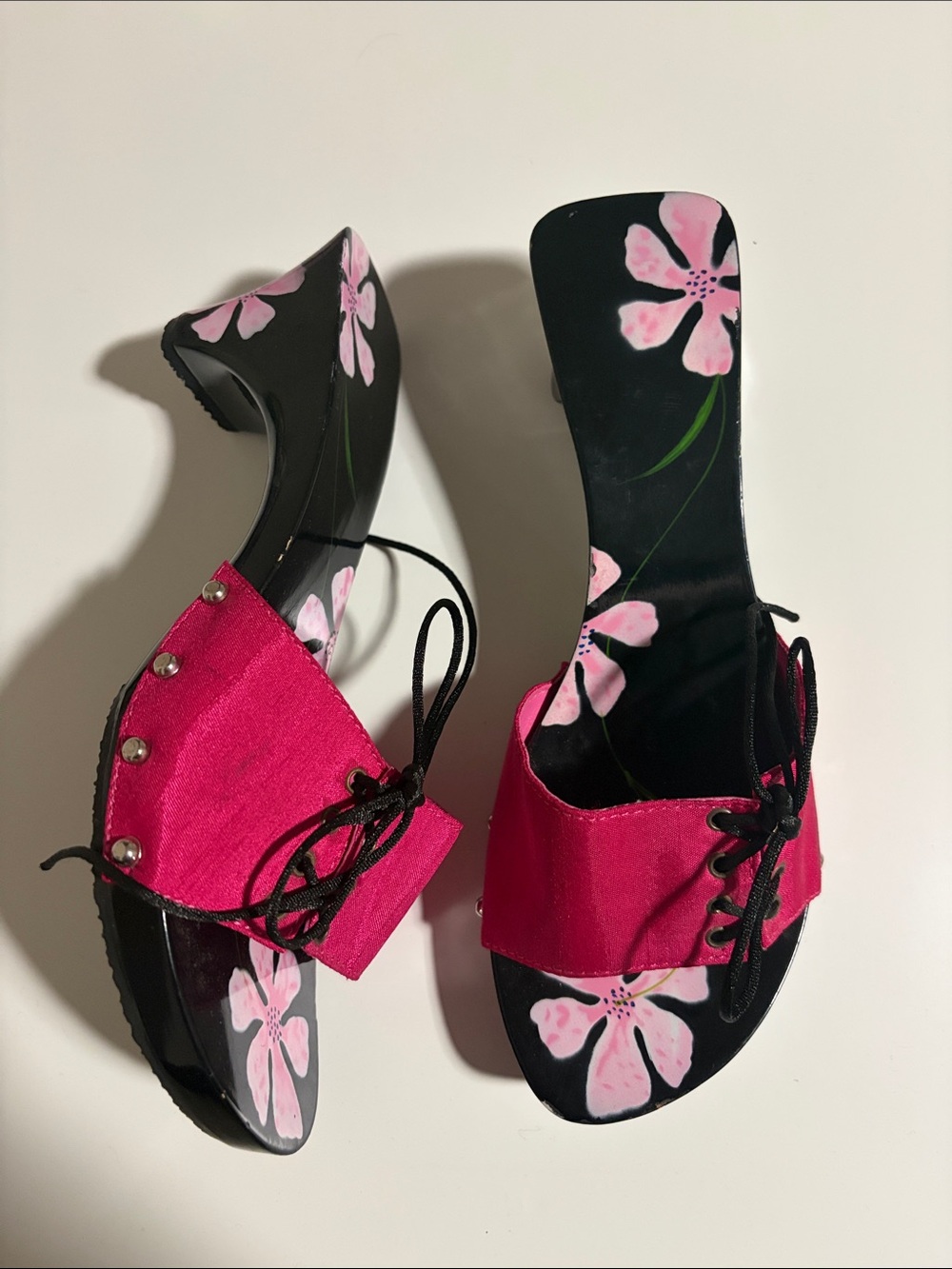 Vintage Floral Open-Toe Heels